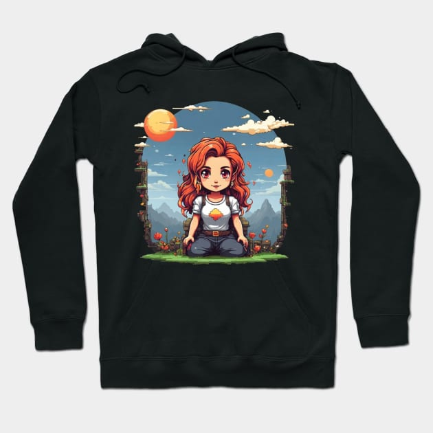 Pixel Girl Sun Hoodie by CurlyLamb